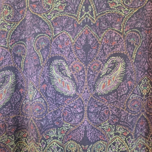 Lucky Brand Paisley Blouse Size Peacock Colors Cotton Modal Bohemian Tee Hippie - Picture 5 of 16